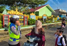 Satlantas Mesuji Amankan Jalur Sekolah Setiap Pagi