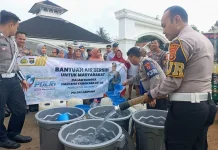 Sambut HUT Bhayangkara, Ditlantas Polda Lampung Salurkan 16 Ribu Liter Air Bersih