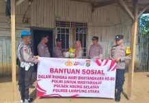 Sambut HUT Bhayangkara ke-80, Polsek Abung Selatan Salurkan Bantuan Sosial