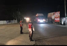 Polres Mesuji laksanakan Patroli malam Janji Jaga di Exit Tol Simpang Pematang