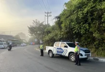 Satuan Lantas Polres Lampung Barat Patroli Strong Point Pagi