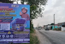 Satlantas Polres Lampung Utara Pasang Banner Imbauan Stop Over Dimension
