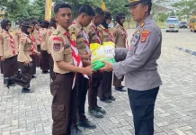 Polres Tulang Bawang Barat Lepas Kontingen Lokabara dan Salurkan Logistik