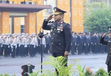 Hujan Tak Halangi Semangat Personel Polda Lampung Peringati HUT ke-81 Kemerdekaan