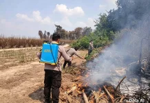 Kolaborasi Polres Mesuji Padamkan 51 Titik Api Lahan