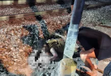 Pejalan Kaki Tertemper KA Kuala Stabas di Stasiun Labuhan Ratu