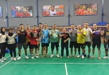 Tim bulutangkis PWI Lampung Latihan Bersama dan Uji Tanding