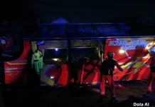 Bus Adhi Prima Terbalik di Mesuji, Tiga Meninggal