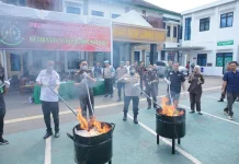Kapolres Lampung Utara Hadiri Pemusnahan Barang Bukti di Kejari