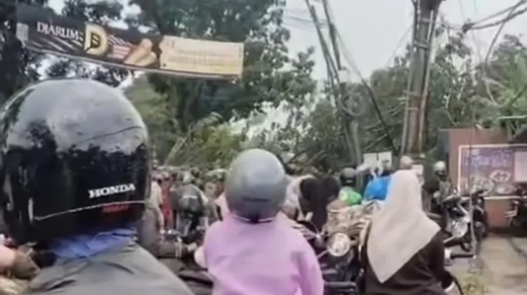 Pohon Tumbang Membuat Kemacetan Panjang di Jonggol Cariu