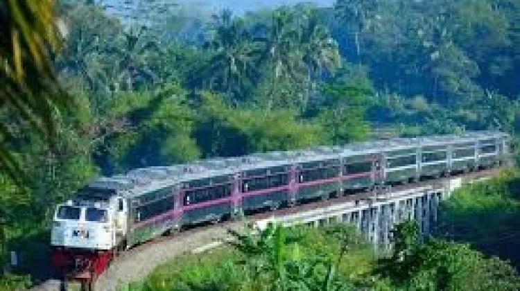 Satu Kereta Api Lalui Pemandangan Kota/Kabupaten Sekali Perjalanan