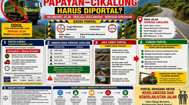 Jalan Papayan–Cikalong di Portal, Pemkab Tasikmalaya: Batasi ODOL