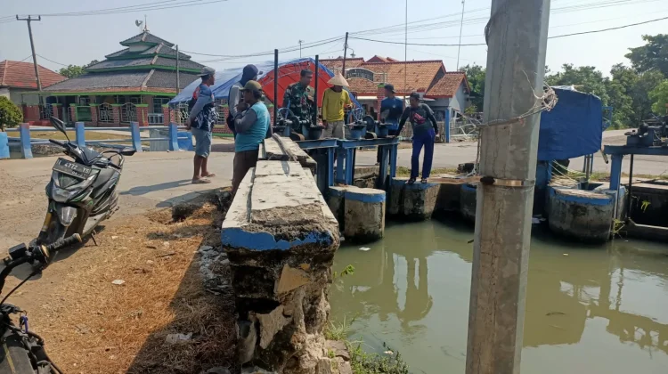Babinsa Koramil Pusakanagara, Ajak Warga Bantu Petani Pembagian Air Irigasi