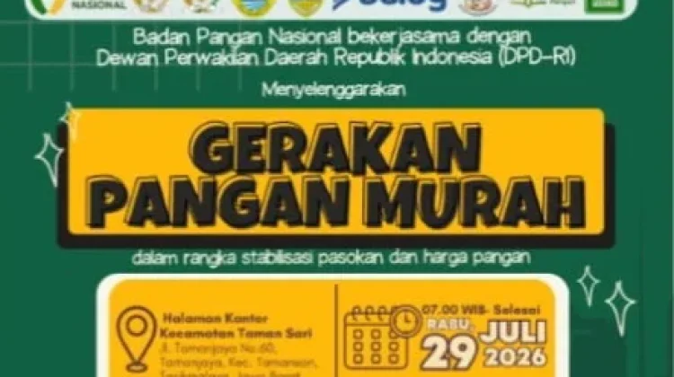 Bapanas, DPD dan DPR RI Gelar Gerakan Pangan Murah di Tamansari Tasikmalaya Besok