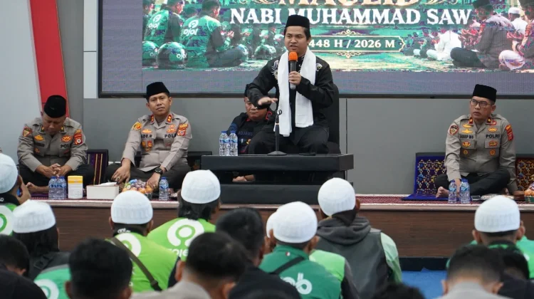 Peringati Maulid Nabi, Polres Tasikmalaya dan Komunitas Ojol Gelar Doa Bersama