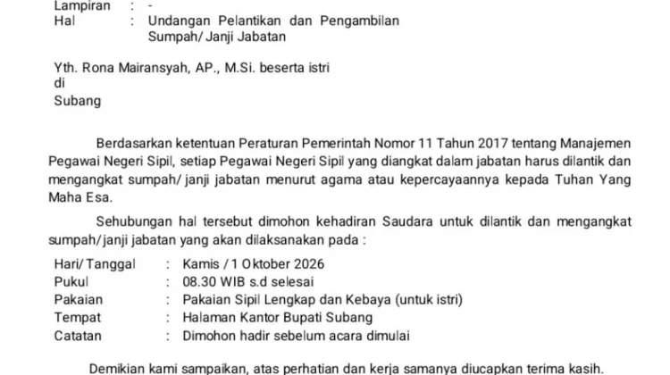 Dirahasiakan Bupati, Nama Calon Sekda Bocor lewat Undangan