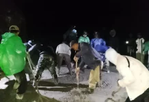 TMMD Kodim/0624, Kebut Cor Jalan Desa hingga Malam
