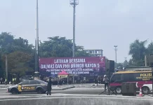 Empat Polres Gelar Latihan Antisipasi Unjuk Rasa di Tegallega Bandung