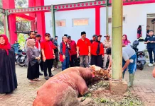 Gotong Royong, PDIP KBB, GNTI Jabar, dan Anggota Legislatif  Tebar Hewan Kurban