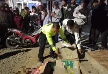 Laka Tunggal, Tabrak Pilar Bahu Jalan, RR Tewas Ditempat