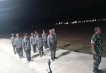 Babinsa Koramil Purwadadi Latih Linmas Desa Belendung, untuk Lomba HUT RI Ke-81