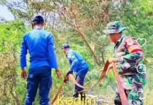 Gerak Cepat Babinsa Koramil Subang, Bersama Damkar Padamkan Kebakaran di Perum BSK