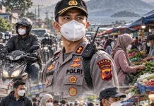 Antisipasi Abu Vulkanik Polisi di Garut Masif Bagikan Masker