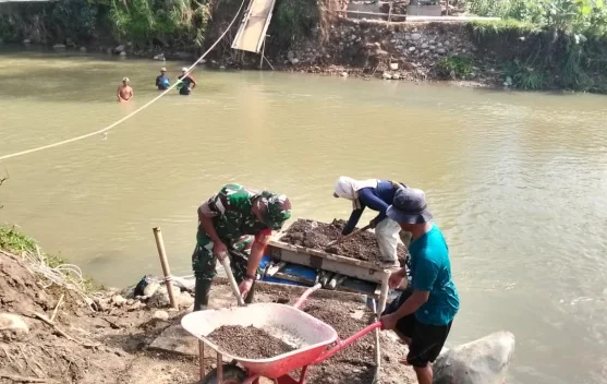Kodim 0605/Subang Percepat Pembangunan Jembatan Gantung Garuda