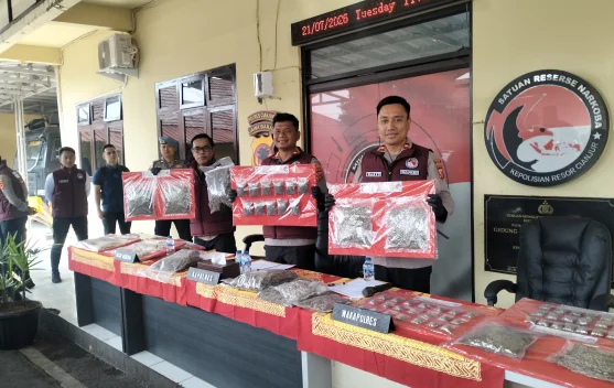 Polres Cianjur Amankan Puluhan Kilogram Ganja Siap Edar