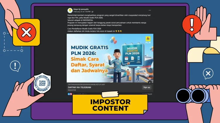 Hoaks: Tautan Pendaftaran Mudik Gratis dari PLN