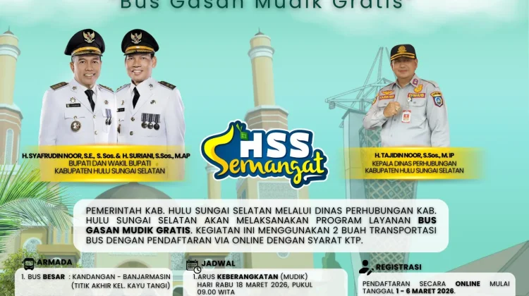 Bus Gadis 2026, Mudik Gratis Pemkab Hulu Sungai Utara