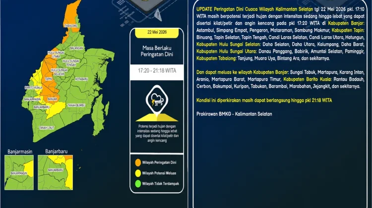 BMKG Perbarui Peringatan Dini Cuaca di Kalimantan Selatan