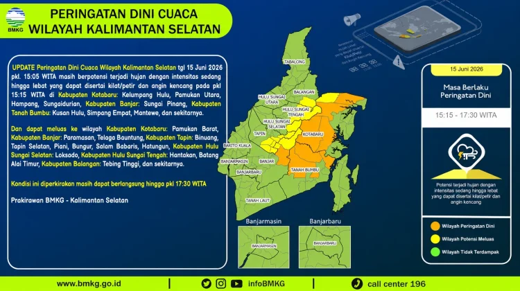 BMKG Prediksi Hujan Lebat Meluas ke Wilayah Pegunungan Meratus
