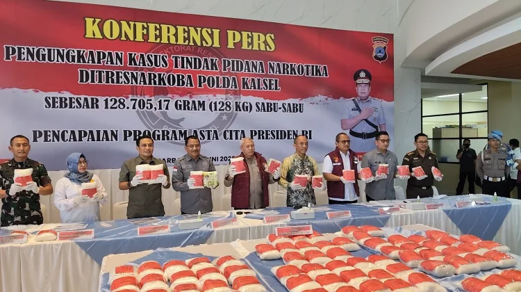 Polda Kalsel Kembali Gagalkan Peredaran 128 Kilogram Sabu
