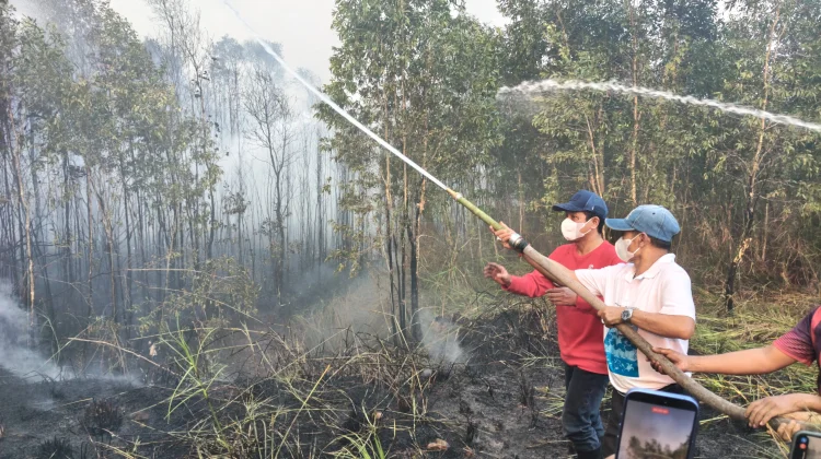 Wamenko Pangan Terjun Padamkan Karhutla di Liang Anggang Banjarbaru