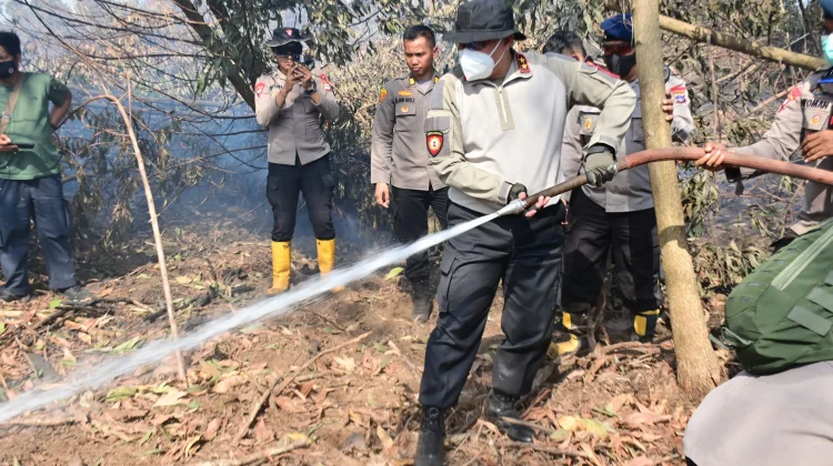 Polda Kalsel Uji Coba Padamkan Karhutla Pakai Tepung dan Cairan Khusus