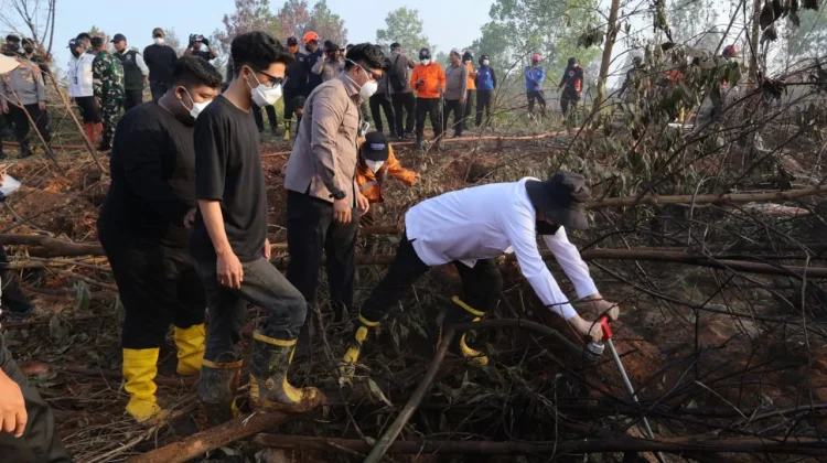 Gubernur H. Muhidin Padamkan Bara Karhutla Pakai metode Gambut Injection