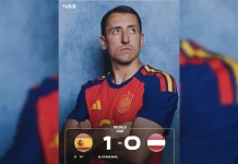 Spanyol Unggul 1-0 atas Austria pada Babak Pertama 32 Besar Piala Dunia