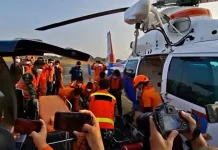 Helikopter Polairud Bawa Satu Korban Meninggal KM Virgo ke Banjarbaru