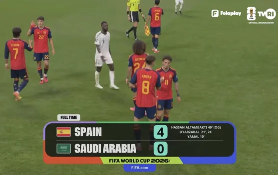 La Roja Raih Kemenangan Perdana Atas Arab Saudi, Empat Gol tanpa Balas