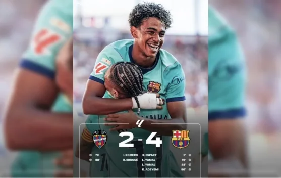 Yamal Cetak Brace, Barcelona Taklukkan Levante 4-2