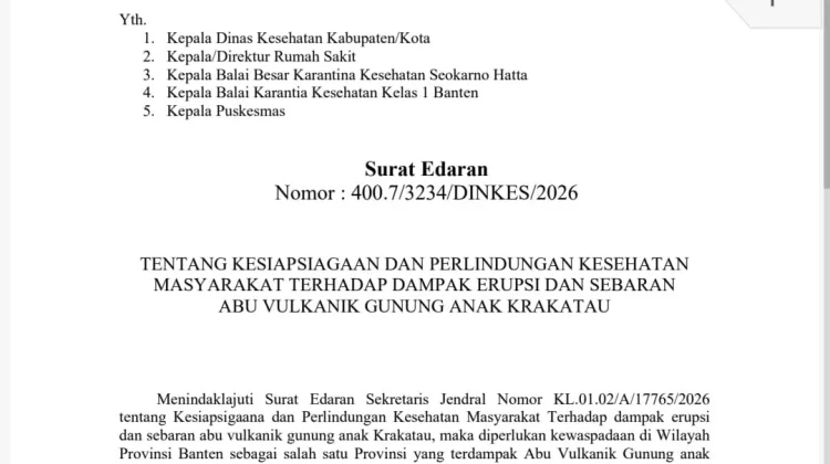 Pemprov Banten Siagakan Faskes Antisipasi Dampak Abu Vulkanik