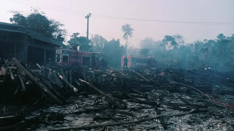 Panglong Kayu di Cimanggu Pandeglang Ludes Terbakar