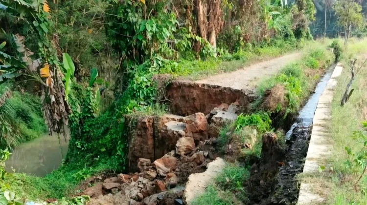 Longsor Putus Akses Jalan Utama Bojong - Saketi