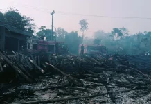 Panglong Kayu di Cimanggu Pandeglang Ludes Terbakar