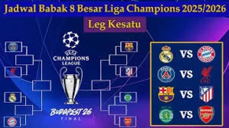 Jadwal Pertandingan Liga Champions 2026 Babak 8 Besar Leg Pertama Tahun 2026