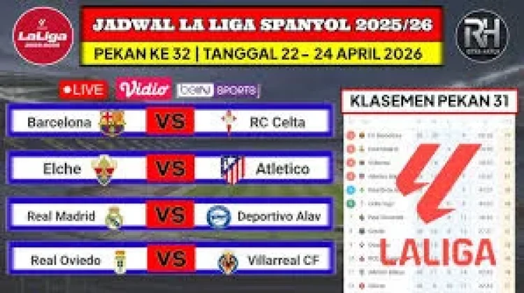 Jadwal Pertandingan La liga Pekan Ke-32 Tahun 2026