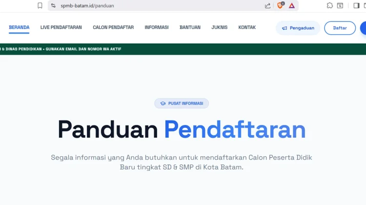 Disdik Batam Buka Penerimaan Siswa Baru Tingkat SD Negeri Juni 2026