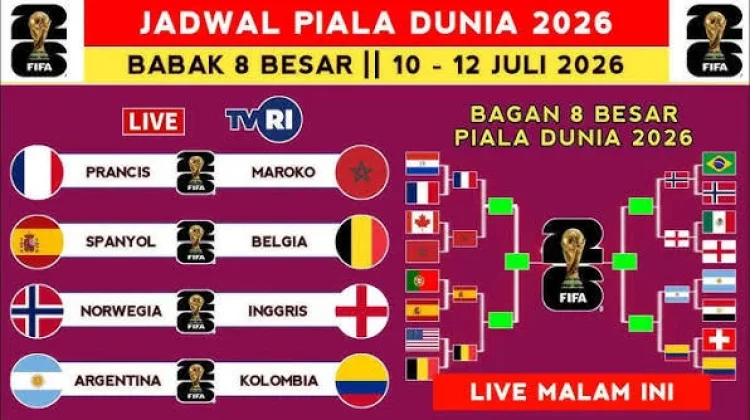Jadwal Pertandingan Babak Delapan Besar Piala Dunia Tahun 2026