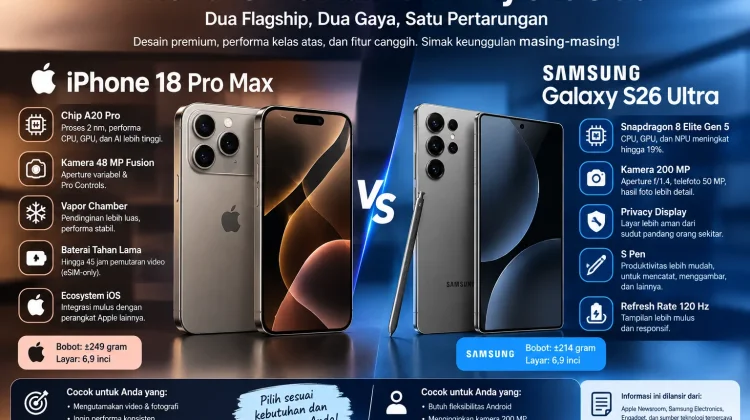 Berikut Keunggulan iPhone 18 Pro Max dan S26 Ultra